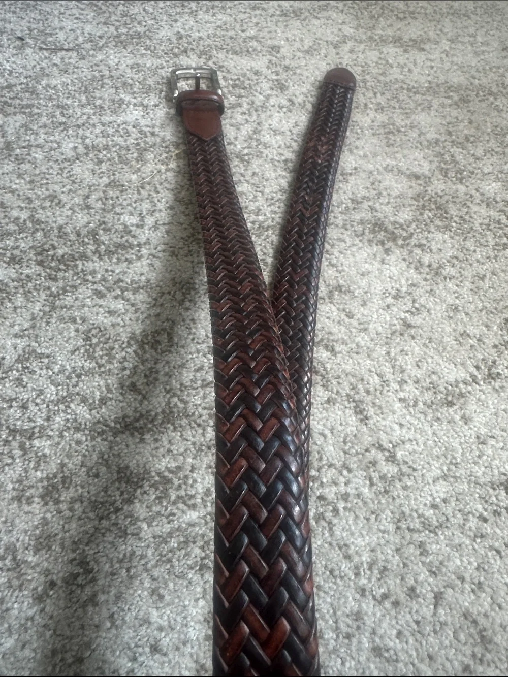 Brown Leather Weaved Adjustable Men’s Belt 32